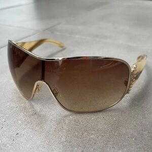Vintage Miu Miu Gold Marble Shield Sunglasses